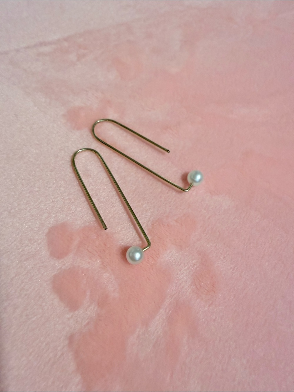 Source Unknown Gold Pearl Threader Earrings - White Pearls